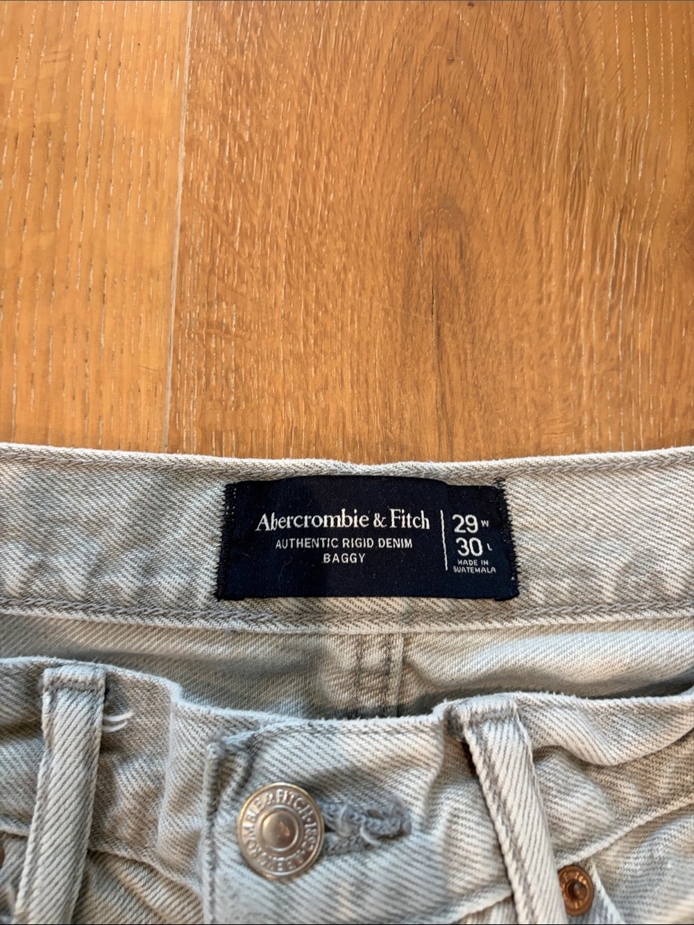 Abercrombie & Fitch Grey Authentic Rigid Denim Baggy Jeans - Picture 2 of 5